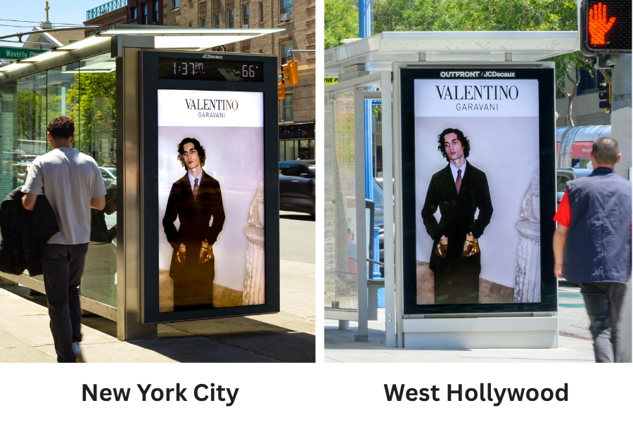 Valentino NYC West Hollywood Bus Shelter Digital OOH Advertising